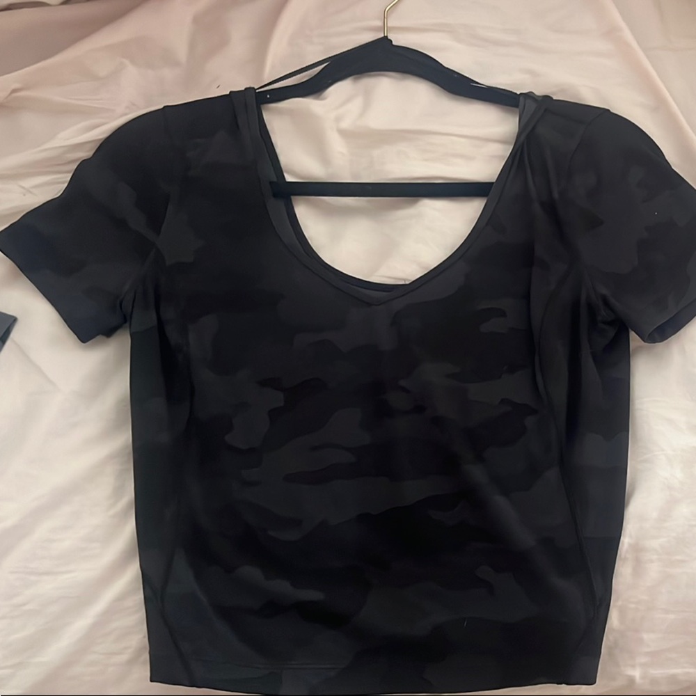 Lululemon Athletica Black Asymmetrical Cut Out Tee